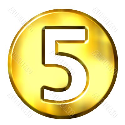 3D Golden Framed Number 5