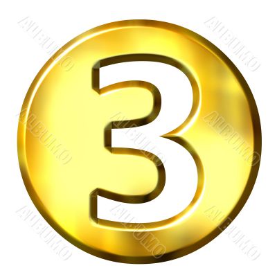 3D Golden Framed Number 3