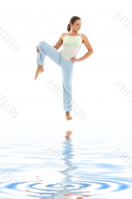yoga standing on white sand #4