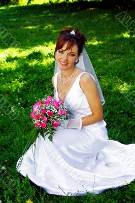 Bride with the bunch of flowers