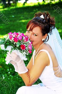 Bride with the bunch of flowers