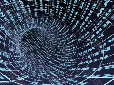 Internet symbol - an 3d abstract blue tunnel