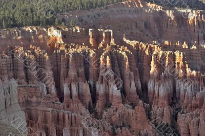 Set of columns from multi-coloured sandstone