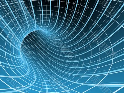 Blue abstract 3d tunnel from a grid
