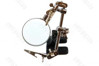 Magnifier with clips for soldering