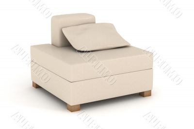 Soft armchair on a white background. 3D image.