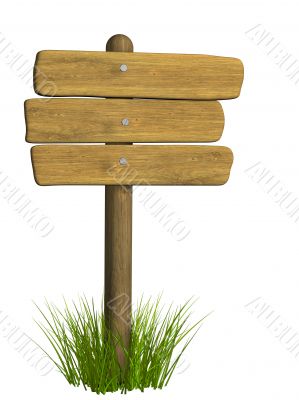 Wooden signboard from three boards