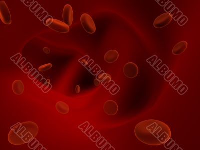 Erythrocytes, floating on an artery