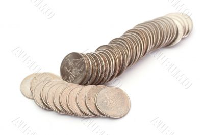 A pile of US Coins