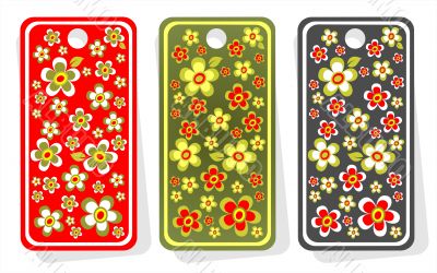 price tags with flowers