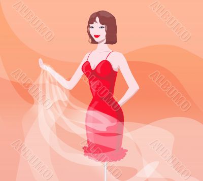 girl in red evening dress