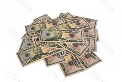 Lot of money from banknotes on 50 dollars