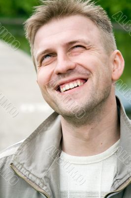 man looks upward