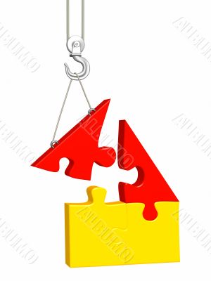 Construction house from 3d puzzle