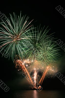 green and orange fireworks