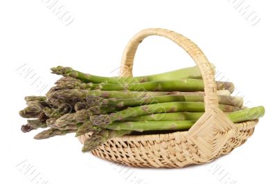 Green asparagus in a basket