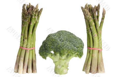 Green asparagus with broccoli