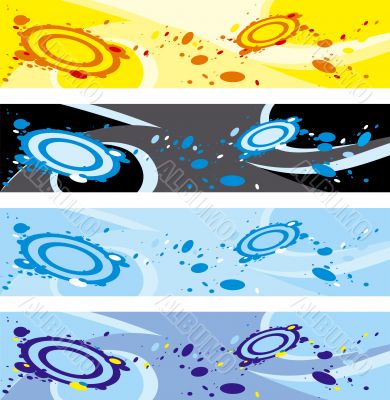 four abstract banners
