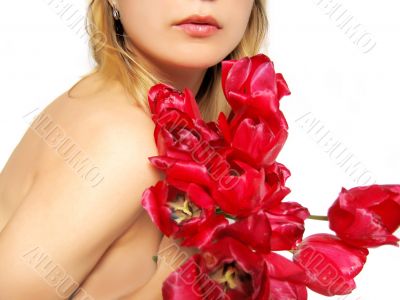 Holding tulips