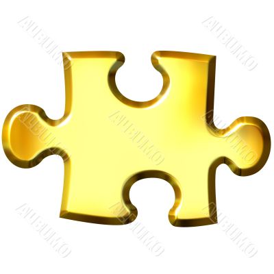 3D Golden Puzzle Piece
