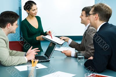 Showing business papers