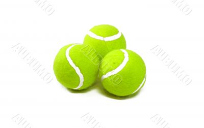 Three tennis balls in the form of a triangle