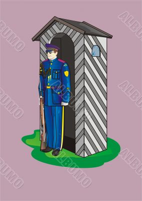 Soldier with sentry-box