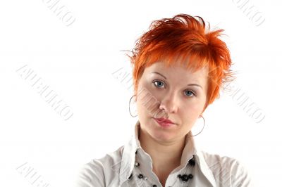 Serious business woman isolaited on white background