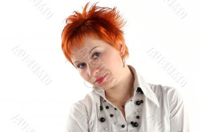 Serious business woman isolaited on white background