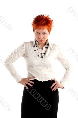 Serious business woman isolaited on white background
