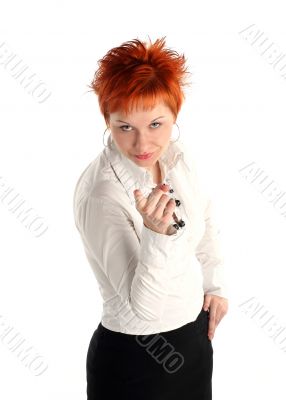 Serious business woman isolaited on white background