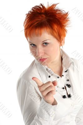 Serious business woman isolaited on white background