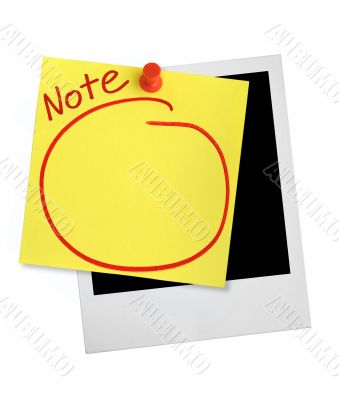 yellow note and photo frame