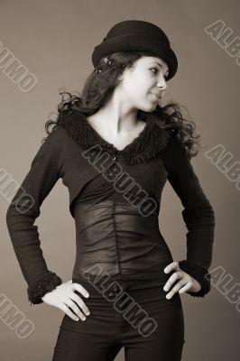 woman in black hat