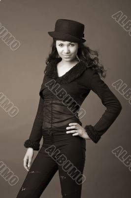 woman in black hat