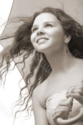 young girl with umbrella