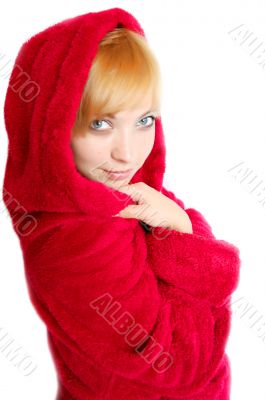 In bathrobe