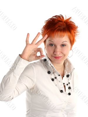 Happy lucky young woman with ok gesture