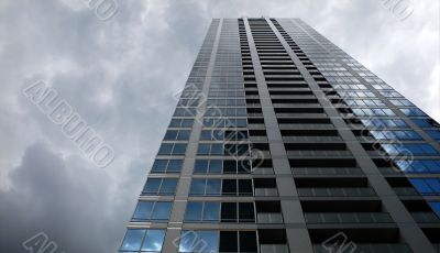 upstairs building and stormy sky