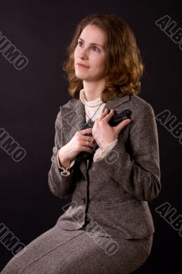 businesswoman with gun