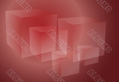 Abstract cubes red