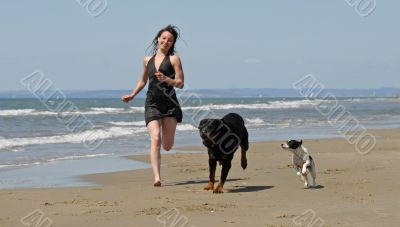 running on the beach