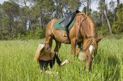 blond girl and her stallion