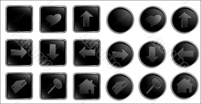 Vector black web buttons set one