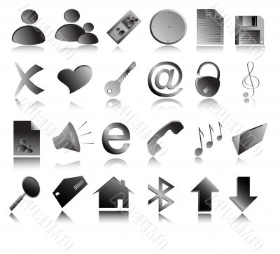 Vector grey web icons at the white background