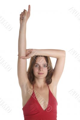 woman hands up