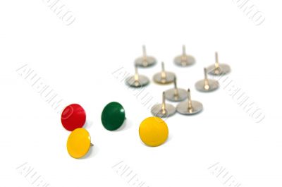 Pins on white