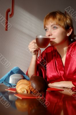 Having tea