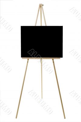 Blank black canvas on an easel