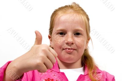 cute little girl with thumb up